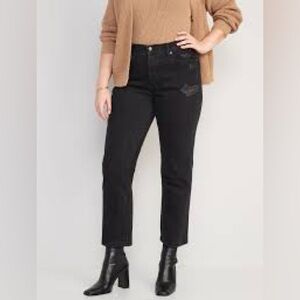 Old Navy High-Waisted Slouchy Straight Cropped Distressed Jeans